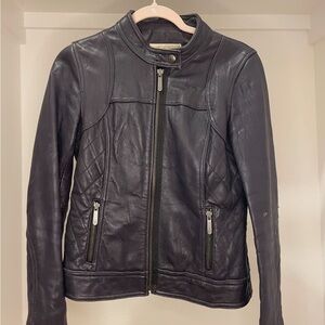 Michael Kors Dark Purple Leather Jacket Timeless Elegance